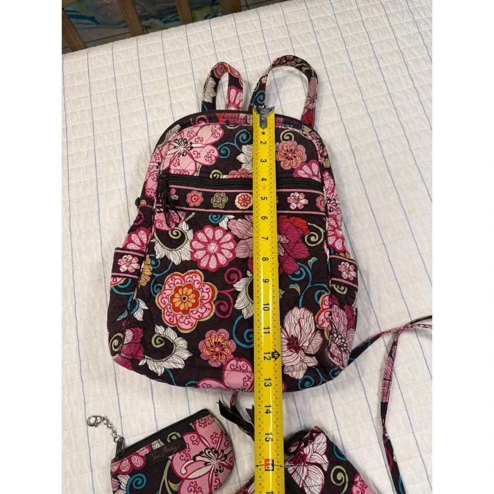Vera‎ Bradley 3 Pc Retired Floral Set Campus Backpack Crossbody Coin Purse EUC